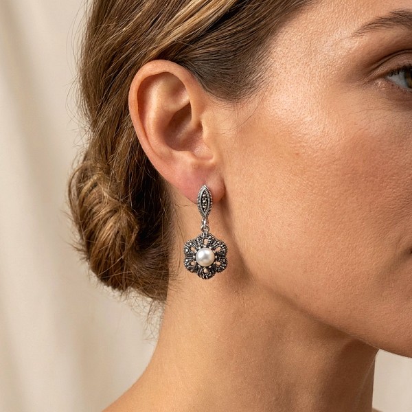 ΑΝΤΙΚΕ ΣΚΟΥΛΑΡΙΚΙΑ ΑΣΗΜΙ925 ΜΕ ΜΠΛΕ ΖΙΡΚΟΝ ΠΕΤΡΑ