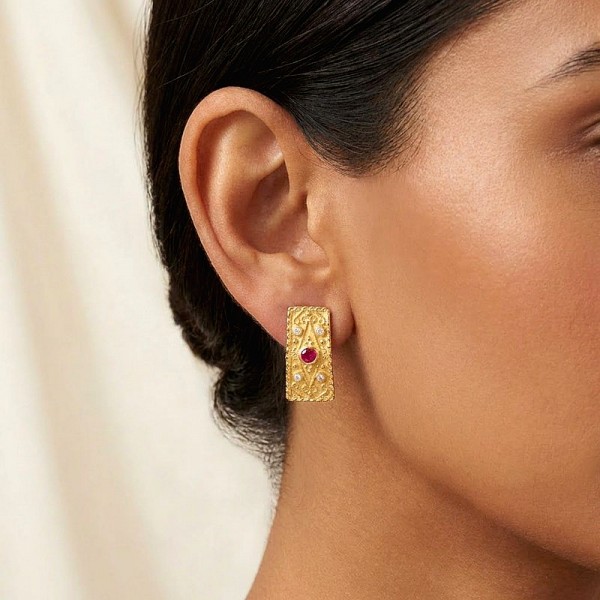 ΚΑΡΦΩΤΑ ΒΥΖΑΝΤΙΝΑ ΣΚΟΥΛΑΡΙΚΙΑ ΑΣΗΜΙ925 ΜΕ ΕΠΙΧΡΥΣΩΣΗ Κ18 ΚΑΙ ΖΙΡΚΟΝ ΠΕΤΡΕΣ