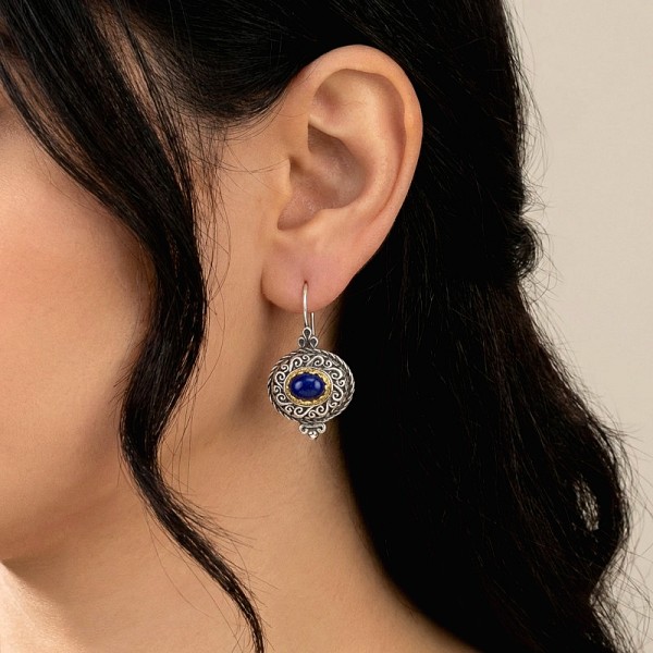 BYZANTINA ΣΚΟΥΛΑΡΙΚΙΑ AΠO ΑΣΗΜΙ925 ΜΕ ΕΠΙΧΡΥΣΩΣΗ Κ18 ΚΑΙ ΦΙΛΝΤΙΣΙ ΠΕΤΡΑ