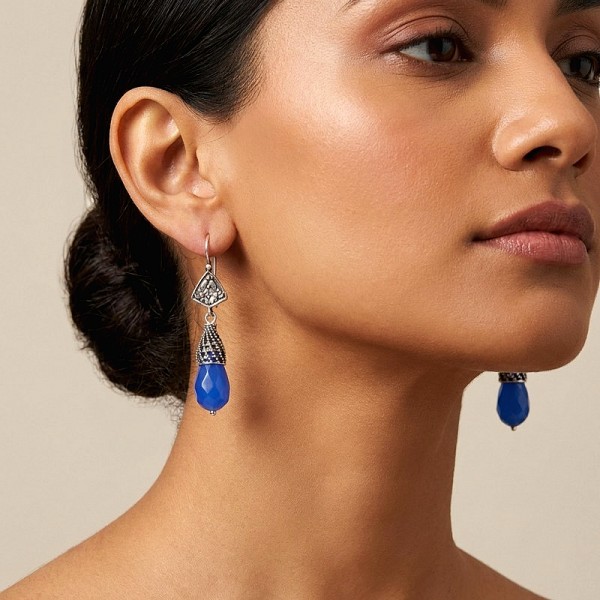 ΑΝΤΙΚΕ ΚΡΕΜΑΣΤΑ ΣΚΟΥΛΑΡΙΚΙΑ ΑΣΗΜΙ925 ΜΕ ΜΠΛΕ ΖΙΡΚΟΝ ΠΕΤΡΑ