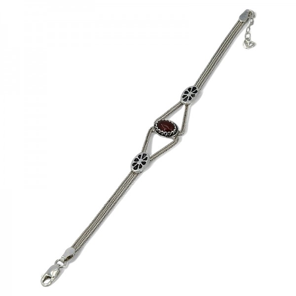 ΧΕΙΡΟΠΟΙΗΤΟ ΑΛΥΣΙΔΩΤΟ ΒΡΑΧΙΟΛΙ ΑΣΗΜΙ925 ΜΕ ΚΟΡΝΕΟΛΗ ΠΕΤΡΑ