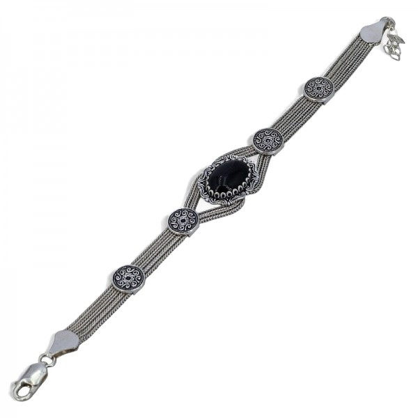 ΧΕΙΡΟΠΟΙΗΤΟ ΑΛΥΣΙΔΩΤΟ ΒΡΑΧΙΟΛΙ ΑΣΗΜΙ925 ΜΕ ΟΝΥΧΑ ΠΕΤΡΑ