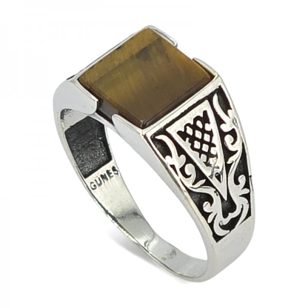 ΑΝΔΡΙΚΟ ΔΑΧΤΥΛΙΔΙ ΑΠΟ ΑΣΗΜΙ925 ΚΑΙ ΜΑΤΙ ΤΙΓΡΗΣ ΠΕΤΡΑ