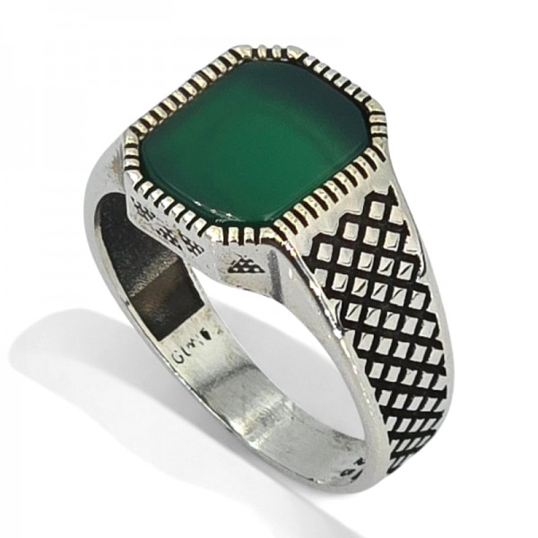 ΑΝΔΡΙΚΟ ΔΑΧΤΥΛΙΔΙ ΑΠΟ ΑΣΗΜΙ925 ΚΑΙ ΑΧΑΤΗ ΠΕΤΡΑ