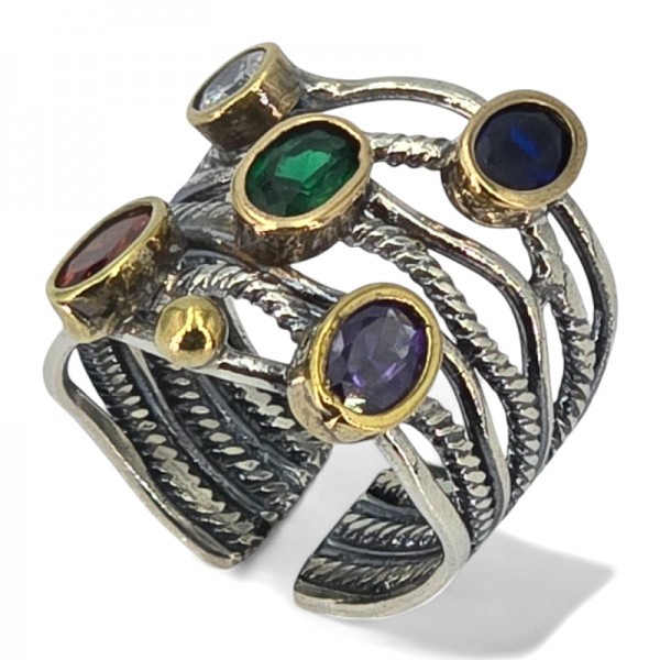 ΧΕΙΡΟΠΟΙΗΤΟ ΔΑΧΤΥΛΙΔΙ ΑΠΟ ΑΣΗΜΙ925 ΚΑΙ ΟΡΥΚΤΕΣ ΠΕΤΡΕΣ