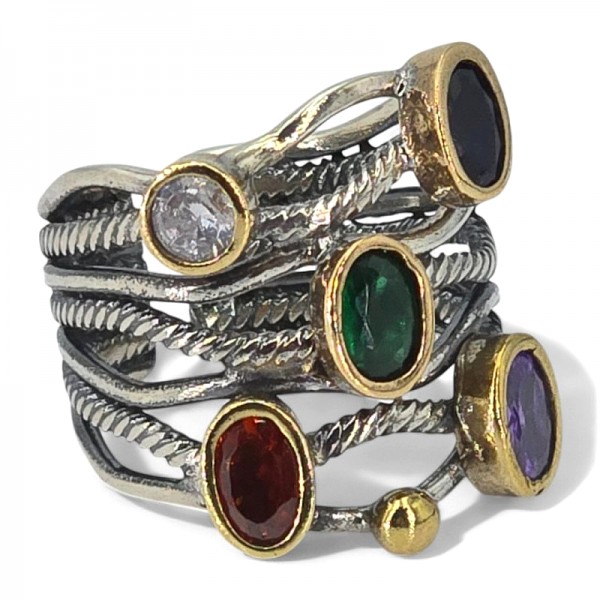 ΧΕΙΡΟΠΟΙΗΤΟ ΔΑΧΤΥΛΙΔΙ ΑΠΟ ΑΣΗΜΙ925 ΚΑΙ ΟΡΥΚΤΕΣ ΠΕΤΡΕΣ