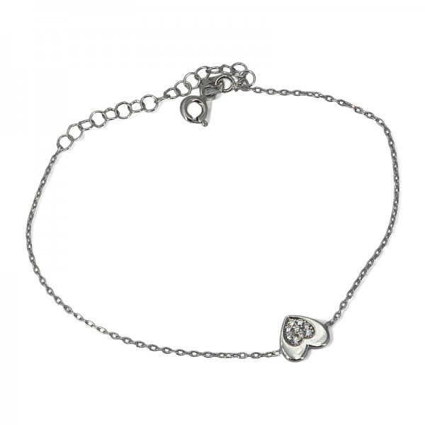 ΒΡΑΧΙΟΛΙ ΚΑΡΔΙΑ ΑΠΟ ΑΣΗΜΙ925 ΚΑΙ ΖΙΡΚΟΝ ΠΕΤΡΕΣ