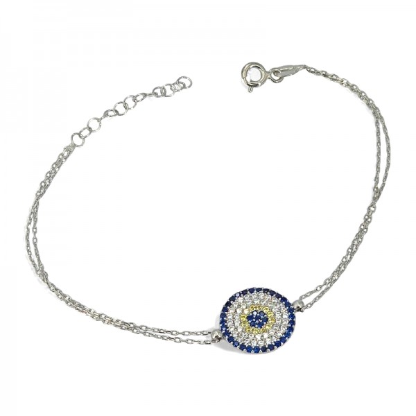 ΒΡΑΧΙΟΛΙ ΜΑΤΙ ΑΣΗΜΙ925 ΜΕ ΕΠΙΠΛΑΤΙΝΩΣΗ ΚΑΙ ΖΙΡΚΟΝ ΠΕΤΡΕΣ