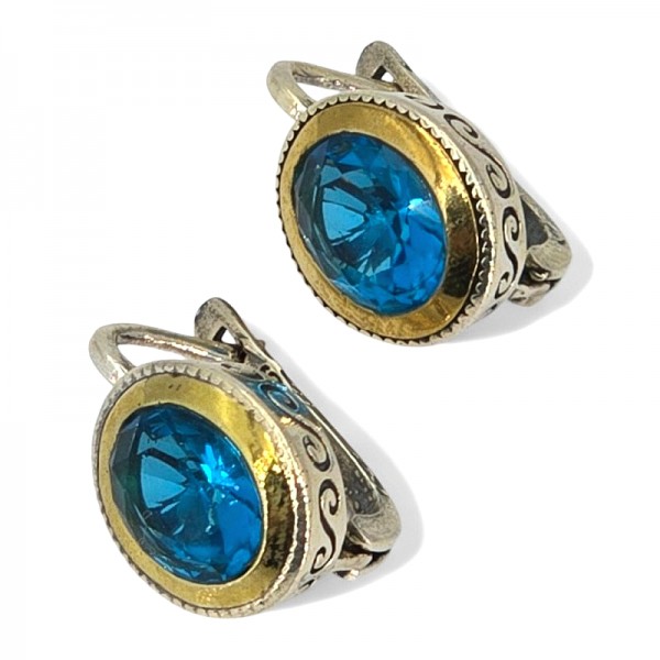 ΑΝΤΙΚΕ ΣΚΟΥΛΑΡΙΚΙΑ ΑΣΗΜΙ925 ΜΕ ΕΠΙΧΡΥΣΩΣΗ Κ18 ΚΑΙ ΖΙΡΚΟΝ ΠΕΤΡΑ