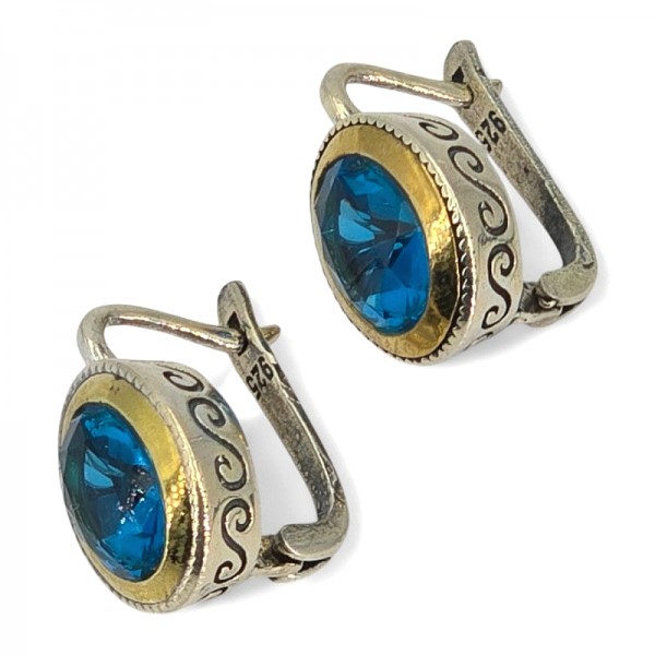 ΑΝΤΙΚΕ ΣΚΟΥΛΑΡΙΚΙΑ ΑΣΗΜΙ925 ΜΕ ΕΠΙΧΡΥΣΩΣΗ Κ18 ΚΑΙ ΖΙΡΚΟΝ ΠΕΤΡΑ