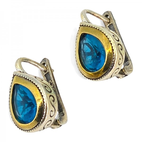 ΑΝΤΙΚΕ ΣΚΟΥΛΑΡΙΚΙΑ ΑΣΗΜΙ925 ΜΕ ΕΠΙΧΡΥΣΩΣΗ Κ18 ΚΑΙ ΖΙΡΚΟΝ ΠΕΤΡΑ