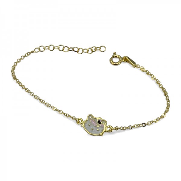 ΠΑΙΔΙΚΟ ΒΡΑΧΙΟΛΑΚΙ HELLO KITTY ΑΣΗΜΙ925 ΚΑΙ ΕΠΙΧΡΥΣΩΣΗ Κ18