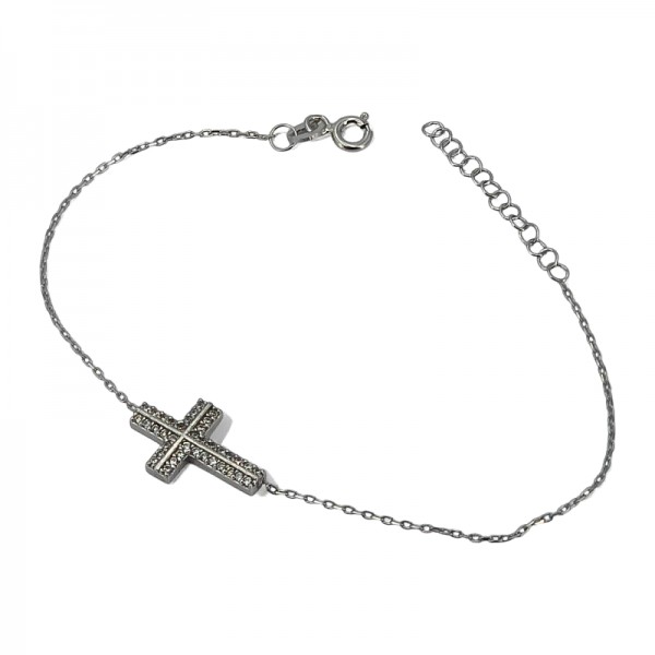 ΒΡΑΧΙΟΛΙ ΑΛΥΣΙΔΑ ΣΤΑΥΡΟΣ ΑΣΗΜΙ925 ΜΕ ΖΙΡΚΟΝ