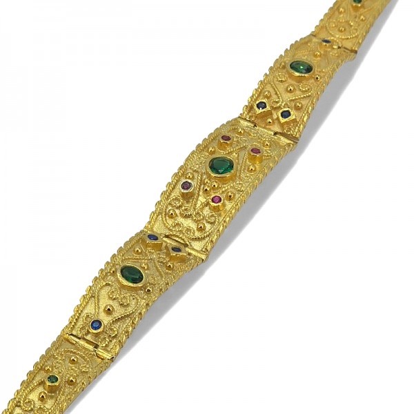 ΒΥΖΑΝΤΙΝΟ ΒΡΑΧΙΟΛΙ ΑΣΗΜΙ925 ΕΠΙΧΡΥΣΩΣΗ Κ18 ΚAI ΖΙΚΡΟΝ ΠΕΤΡΕΣ