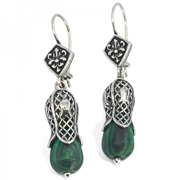 ΚΡΕΜΑΣΤΑ ΣΟΥΛΑΡΙΚΙΑ ΑΣΗΜΙ925 ΜΕ ΜΑΛΑΧΙΤΗ ΠΕΤΡΑ