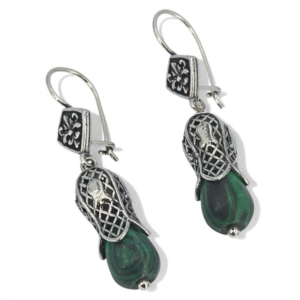 ΚΡΕΜΑΣΤΑ ΣΟΥΛΑΡΙΚΙΑ ΑΣΗΜΙ925 ΜΕ ΜΑΛΑΧΙΤΗ ΠΕΤΡΑ