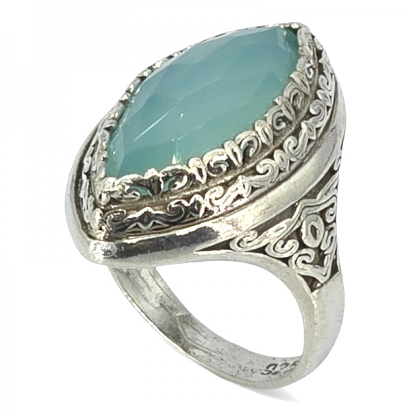 ΧΕΙΡΟΠΟΗΤΟ ΒΥΖΑΝΤΙΝΟ ΔΑΧΤΥΛΙΔΙ ΑΣΗΜΙ925 ΚΑΙ ΑΜΑΖΟΝΙΤΗ ΠΕΤΡΑ