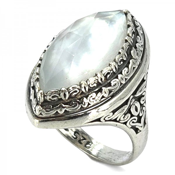 ΧΕΙΡΟΠΟΙΗΤΟ ΒΥΖΑΝΤΙΝΟ ΔΑΧΤΥΛΙΔΙ ΑΣΗΜΙ925 ΜΕ ΦΙΛΝΤΙΣΙ Κ ΧΑΛΑΖΙΑ  ΠΕΤΡΑ