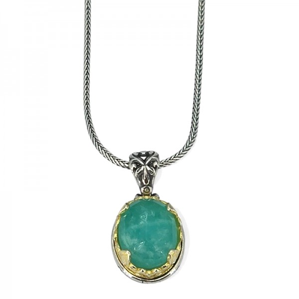 ΒΥΖΑΝΤΙΝΟ ΜΕΝΤΑΓΙΟΝ ΑΣΗΜΙ925 ΕΠΙΧΡΥΣΩΣΗ Κ18 ΚΑΙ ΑΜΑΖΟΝΙΤΗ ΠΕΤΡΑ