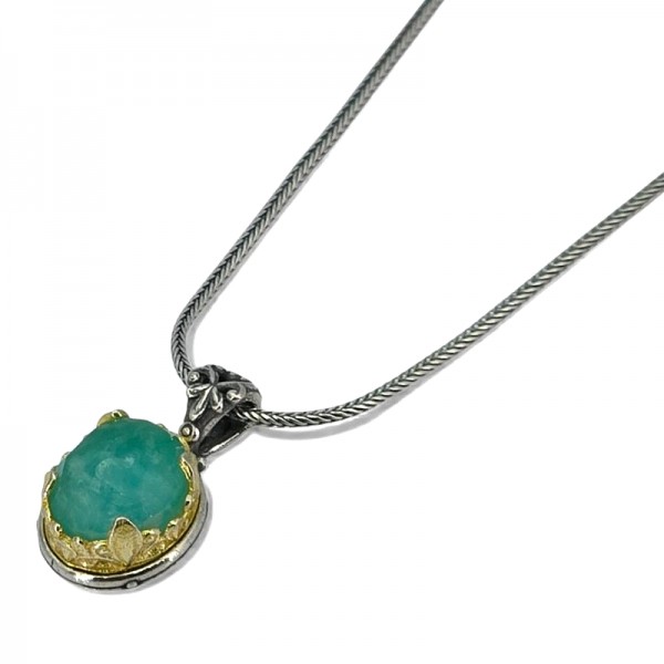 ΒΥΖΑΝΤΙΝΟ ΜΕΝΤΑΓΙΟΝ ΑΣΗΜΙ925 ΕΠΙΧΡΥΣΩΣΗ Κ18 ΚΑΙ ΑΜΑΖΟΝΙΤΗ ΠΕΤΡΑ