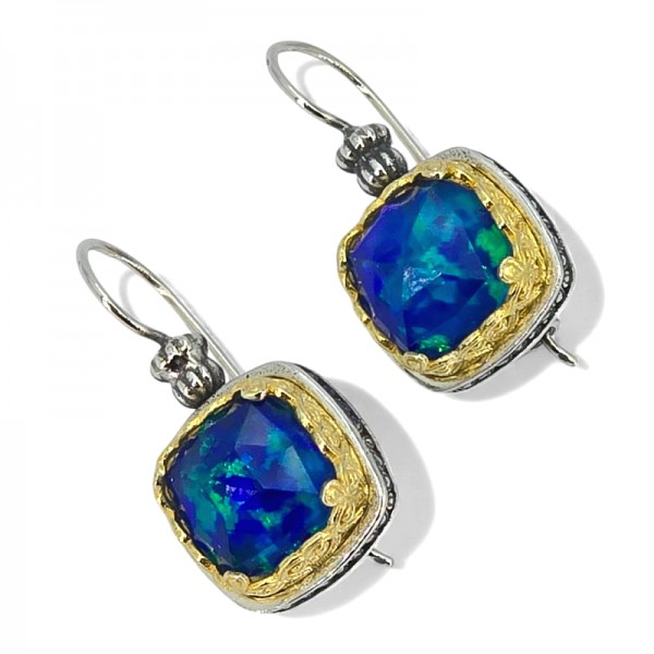 ΒΥΖΑΝΤΙΝΑ ΣΚΟΥΛΑΡΙΚΙΑ ΑΣΗΜΙ925 Κ ΕΠΙΧΡΥΣΩΣΗ Κ18 ME ΟΠΑΛ ΠΕΤΡΑ