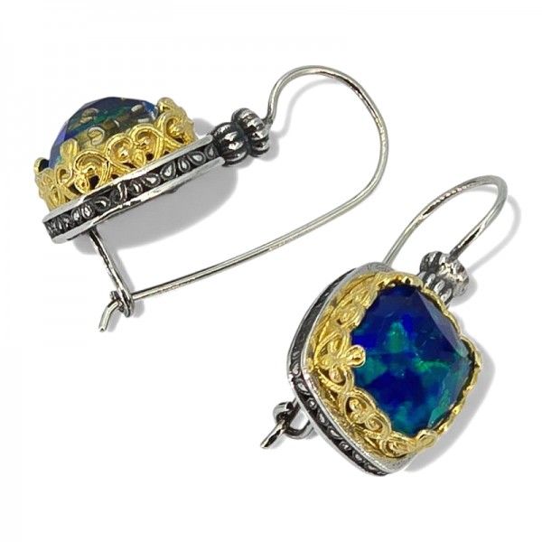 ΒΥΖΑΝΤΙΝΑ ΣΚΟΥΛΑΡΙΚΙΑ ΑΣΗΜΙ925 Κ ΕΠΙΧΡΥΣΩΣΗ Κ18 ME ΤΥΡΚΟΥΑΖ ΠΕΤΡΑ