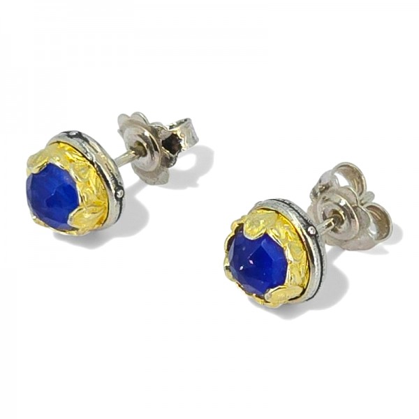 ΚΑΡΦΩΤΑ ΒΥΖΑΝΤΙΝΑ ΣΚΟΥΛΑΡΙΚΙΑ ΑΣΗΜΙ925 ΜΕ ΕΠΙΧΡΥΣΩΣΗ Κ18 ΚΑΙ ΠΡΑΣΙΝΟ ΖΙΡΚΟΝ ΠΕΤΡΑ