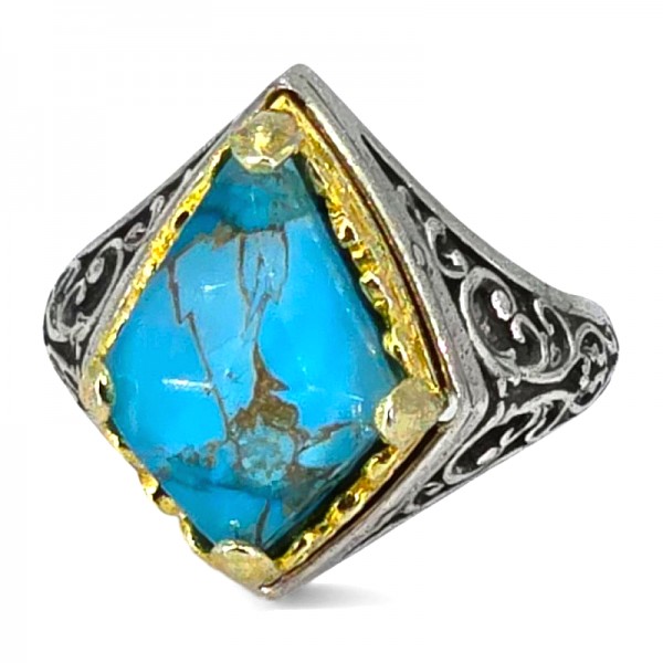 ΒΥΖΑΝΤΙΝΟ ΣΚΑΛΙΣΤΟ ΔΑΧΤΥΛΙΔΙ ΑΣΗΜΙ925 ΜΕ ΕΠΙΧΡΥΣΩΣΗ Κ18 ΚΑΙ COOPER TYRKOYAZ