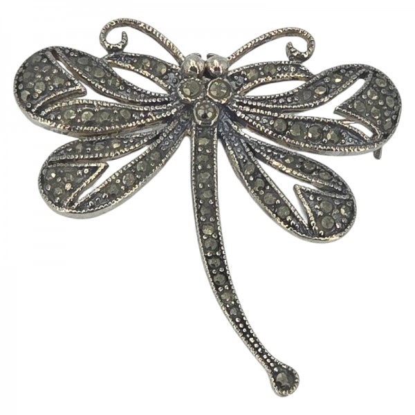 ΚΑΡΦΙΤΣΑ ΑΣΗΜΙ925 ΜΕ ΜΑΡΚΑΣΙΤΗ ΠΕΤΡΑ