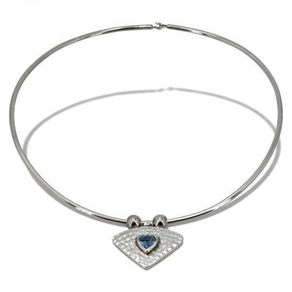 ΚΟΛΙΕ ΒΕΡΓΑ ΑΣΗΜΙ925 ΜΕ ΜΕΝΤΑΓΙΟΝ ΚΑΙ AQUA MARINA ΠΕΤΡΑ