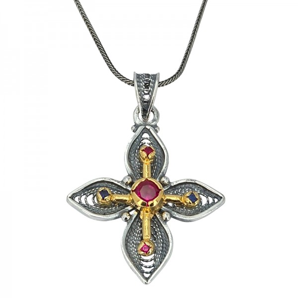 ΒΥΖΑΝΤΙΝΟΣ ΣΤΑΥΡΟΣ ΑΣΗΜΙ925 ΕΠΙΧΡΥΣΩΣΗ Κ18 ΚΑΙ ΓΡΑΝΑΔΑ ΠΕΤΡΑ