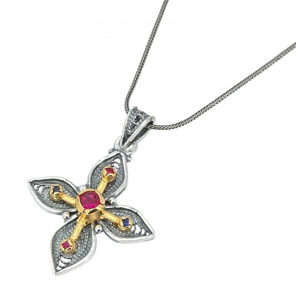 ΒΥΖΑΝΤΙΝΟΣ ΣΤΑΥΡΟΣ ΑΣΗΜΙ925 ΕΠΙΧΡΥΣΩΣΗ Κ18 ΚΑΙ ΓΡΑΝΑΔΑ ΠΕΤΡΑ