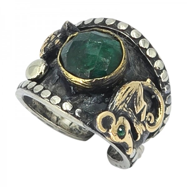 ΧΕΙΡΟΠΟΙΗΤΟ ΔΑΧΤΥΛΙΔΙ ΑΠΟ ΑΣΗΜΙ925 ΜΕ ΣΜΑΡΑΓΔΙΤΗ ΠΕΤΡΑ