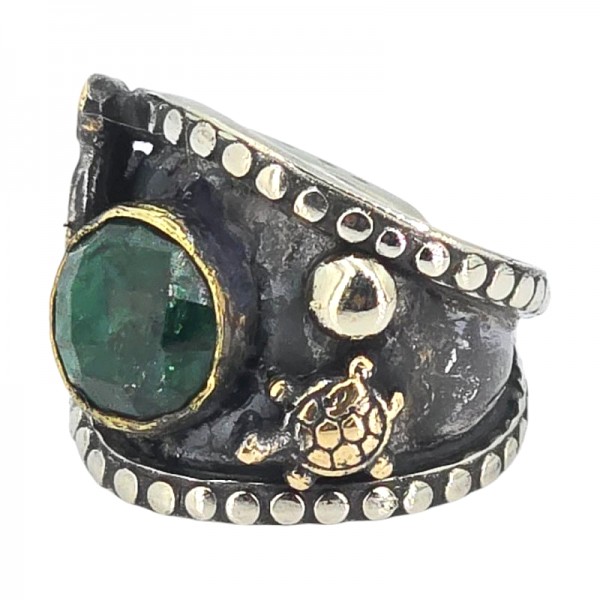 ΧΕΙΡΟΠΟΙΗΤΟ ΔΑΧΤΥΛΙΔΙ ΑΠΟ ΑΣΗΜΙ925 ΜΕ ΣΜΑΡΑΓΔΙΤΗ ΠΕΤΡΑ