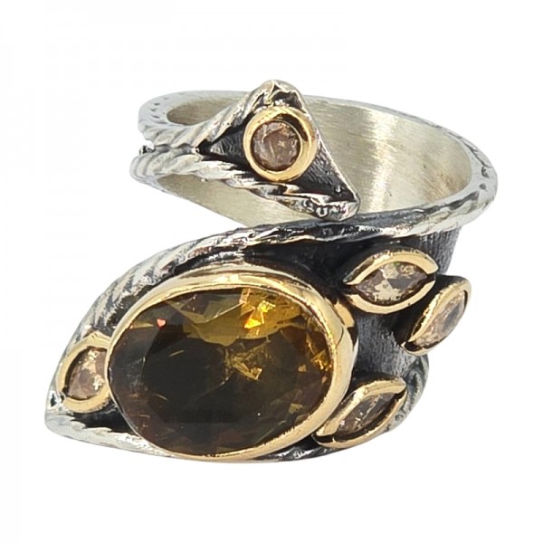 ΧΕΙΡΟΠΟΙΗΤΟ ΔΑΧΤΥΛΙΔΙ ΑΠΟ ΑΣΗΜΙ925 ΜΕ ΖΙΡΚΟΝ ΚΑΙ ΤΟΠΑΖ ΠΕΤΡΕΣ