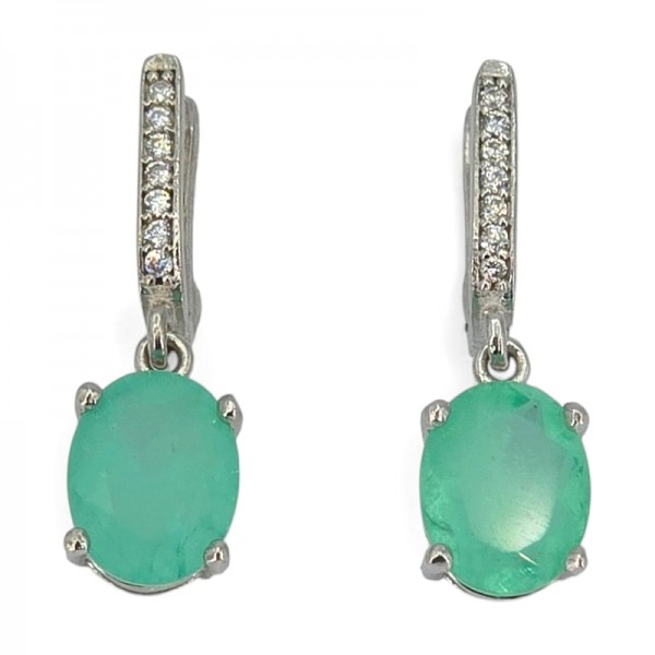 ΚΡΕΜΑΣΤΑ ΣΚΟΥΛΑΡΙΚΙΑ ΑΣΗΜΙ925 ΜΕ ΖΙΡΚΟΝ ΚΑΙ PARAIBA ΠΕΤΡΑ