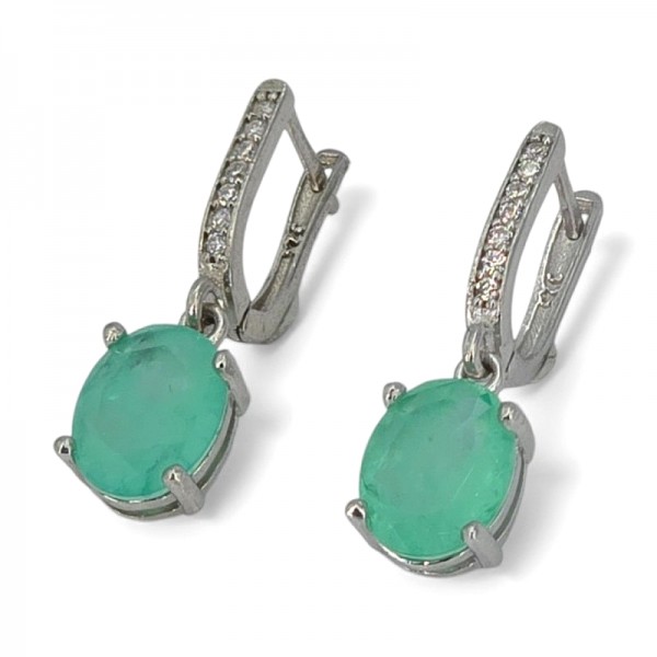 ΚΡΕΜΑΣΤΑ ΣΚΟΥΛΑΡΙΚΙΑ ΑΣΗΜΙ925 ΜΕ ΖΙΡΚΟΝ ΚΑΙ PARAIBA ΠΕΤΡΑ