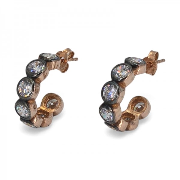 ΚΡΙΚΟΙ ΣΚΟΥΛΑΡΙΚΙΑ ΑΠΟ ΑΣΗΜΙ925 ΡΟΖ ΕΠΙΧΡΥΣΩΣΗ ΚΑΙ ΛΕΥΚΑ ΖΙΡΚΟΝ  1,5 CM