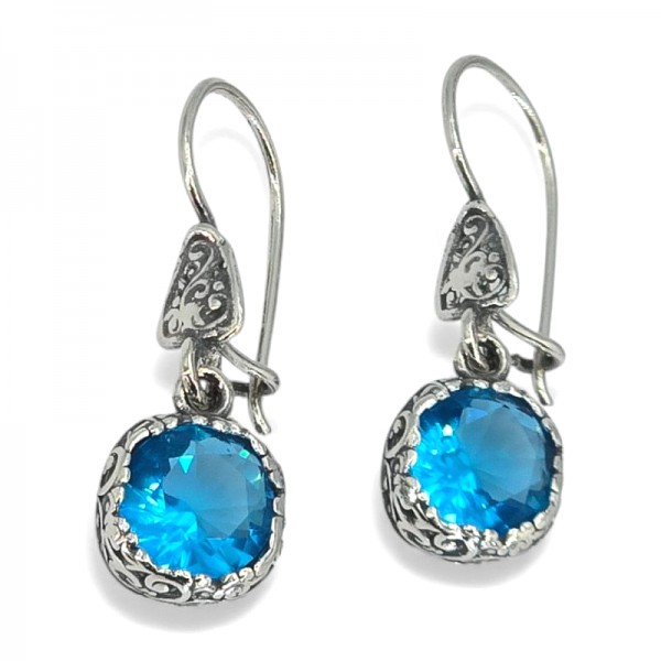 ΑΝΤΙΚΕ ΣΚΟΥΛΑΡΙΚΙΑ ΑΣΗΜΙ925 ΜΕ ΜΠΛΕ ΖΙΡΚΟΝ ΠΕΤΡΑ