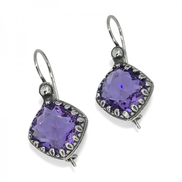 ΑΝΤΙΚΕ ΣΚΟΥΛΑΡΙΚΙΑ ΑΣΗΜΙ925 ΜΕ ΜΩΒ ΖΙΡΚΟΝ ΠΕΤΡΑ