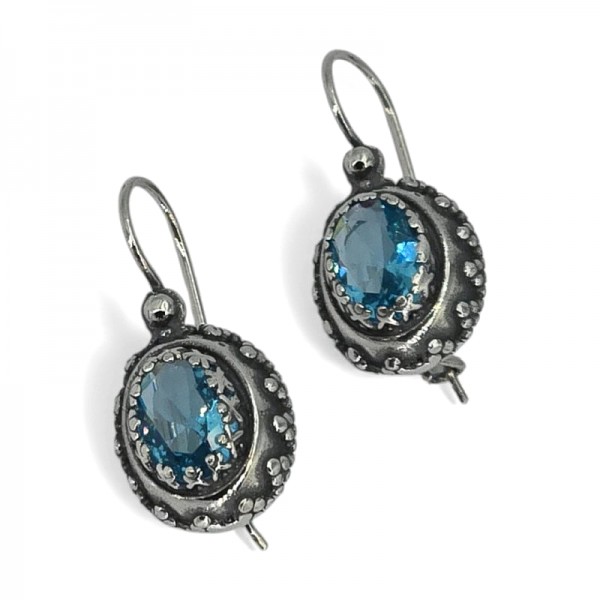 ΑΝΤΙΚΕ ΚΡΕΜΑΣΤΑ ΣΚΟΥΛΑΡΙΚΙΑ ΑΣΗΜΙ925 ΜΕ ΓΑΛΑΖΙΟ ΖΙΡΚΟΝ ΠΕΤΡΑ