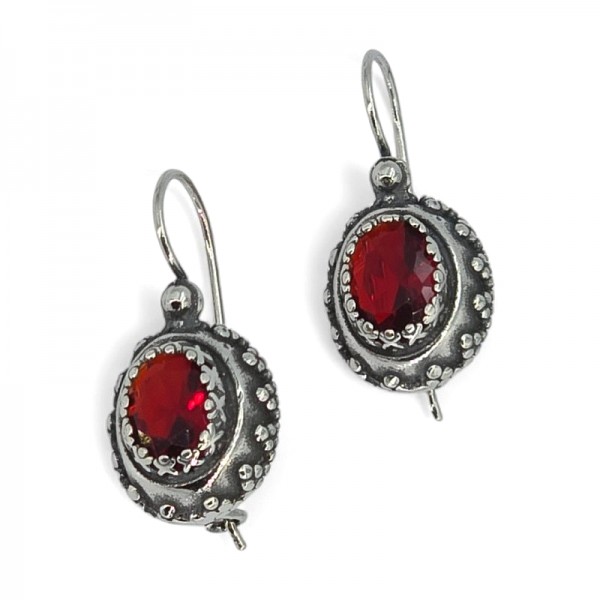 ΑΝΤΙΚΕ ΚΡΕΜΑΣΤΑ ΣΚΟΥΛΑΡΙΚΙΑ ΑΣΗΜΙ925 ΜΕ ΚΟΚΚΙΝΟ ΖΙΡΚΟΝ ΠΕΤΡΑ