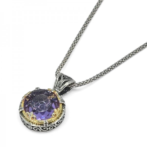 BYZANTINO METAΓΙΟΝ ΑΠΟ ΑΣΗΜΙ925 KAI ΜΩΒ ΖΙΡΚΟΝ ΠΕΤΡΑ