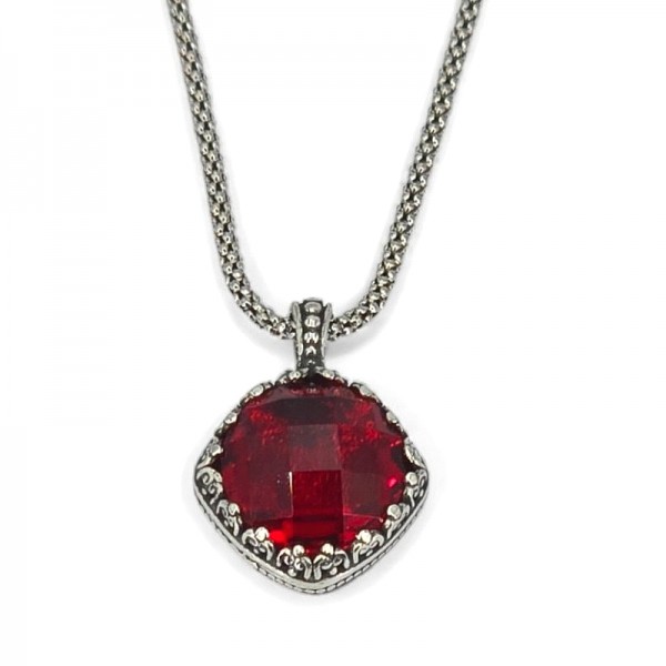 ΑΝΤΙΚΕ ΜΕΝΤΑΓΙΟΝ AΠΟ ΑΣΗΜΙ925 ΚΑΙ ΚΟΚΚΙΝΟ ΖΙΡΚΟΝ ΠΕΤΡΑ