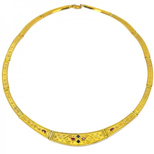 ΒΥΖΑΝΤΙΝΟ ΚΟΛΙΕ ΑΠΟ ΑΣΗΜΙ925 ΜΕ ΕΠΙΧΡΥΣΩΣΗ Κ18 ΚΑΙ ΖΙΡΚΟΝ ΠΕΤΡΕΣ