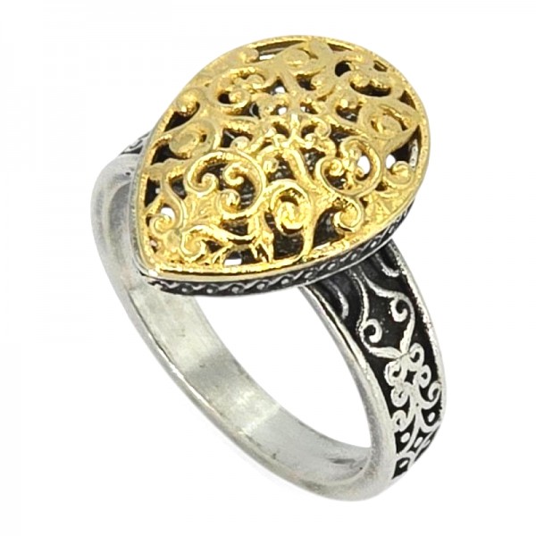 ΒΥΖΑΝΤΙΝΟ ΔΙΧΡΩΜΟ ΔΑΧΤΥΛΙΔΙ ΑΣΗΜΙ925 ΕΠΙΧΡΥΣΩΣΗ Κ18