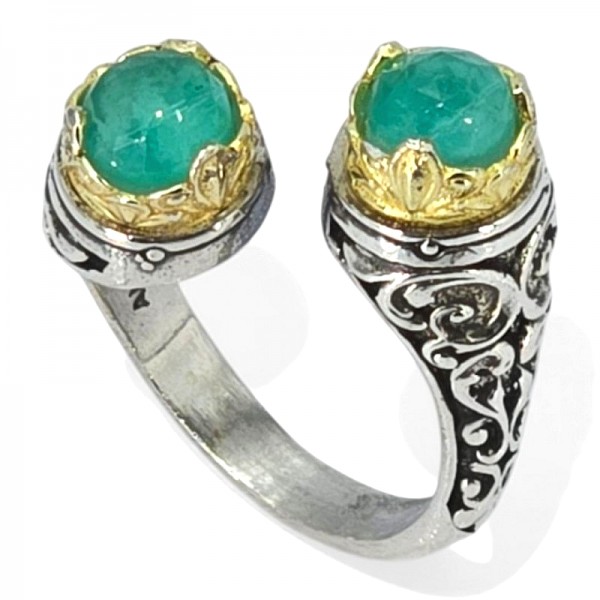 ΒΥΖΑΝΤΙΝΟ ΣΚΑΛΙΣΤΟ ΔΑΧΤΥΛΙΔΙ ΑΣΗΜΙ925 ΜΕ ΕΠΙΧΡΥΣΩΣΗ Κ18 ΚΑΙ ΑΜΑΖΟΝΙΤΗ ΠΕΤΡΕΣ