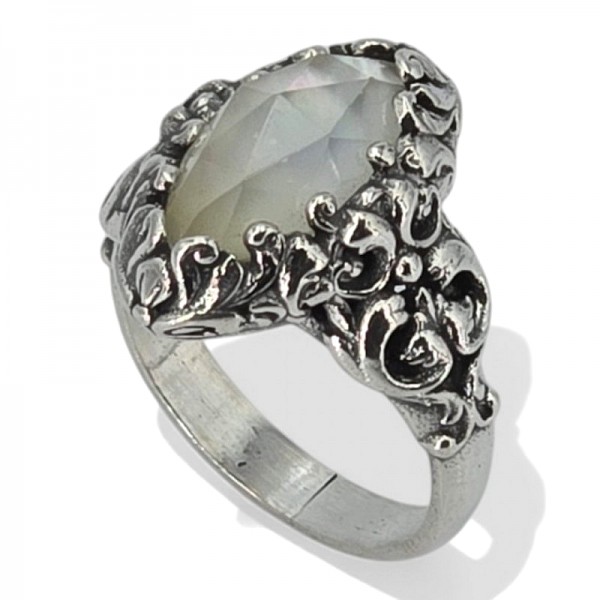 ANTIKE ΣΚΑΛΙΣΤΟ ΧΕΙΡΟΠΟΙΗΤΟ ΔΑΧΤΥΛΙΔΙ ΑΣΗΜΙ925 ΜΕ ΦΙΛΝΤΙΣΙ ΠΕΤΡΑ