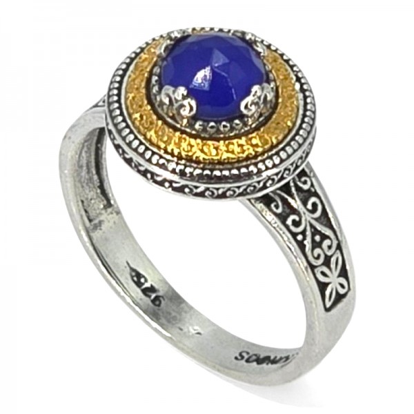 ΧΕΙΡΟΠΟΙΗΤΟ ΒΥΖΑΝΤΙΝΟ ΔΑΧΤΥΛΙΔΙ ΑΣΗΜΙ925 ΜΕ ΤΥΡΚΟΥΑΖ ΠΕΤΡΑ