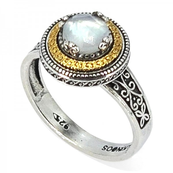 ΧΕΙΡΟΠΟΙΗΤΟ ΒΥΖΑΝΤΙΝΟ ΔΑΧΤΥΛΙΔΙ ΑΣΗΜΙ925 ΜΕ ΦΙΛΝΤΙΣΙ ΠΕΤΡΑ